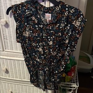 Belle Du Jour Black Ruffled Blouse with Peter Pan Collar